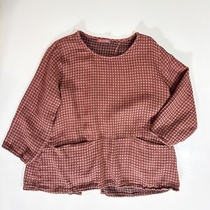 Women's Rust Checkered Tunic Top